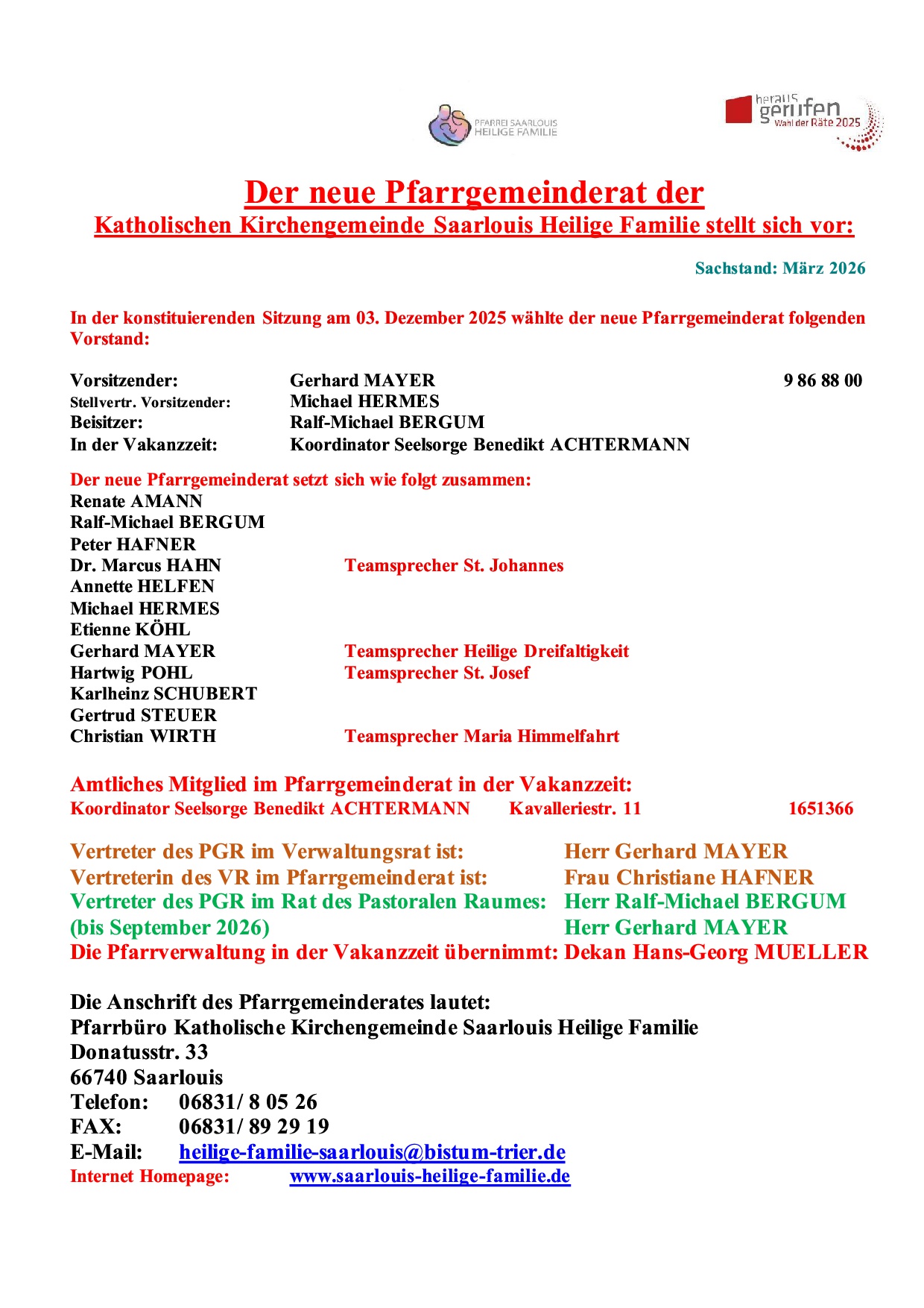 Pfarrgemeinderat Saarlouis Heilige Familie